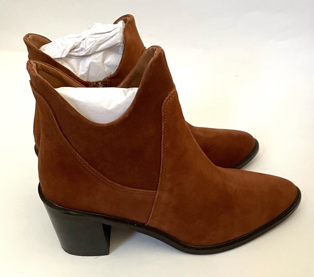 Seychelles Leather Suede Heeled Ankle Boots Brown Size 9 NEW